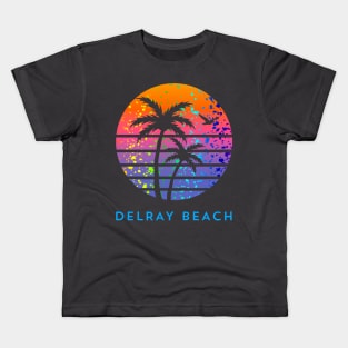 Delray Beach Palm Tree Sunset Family Cool Coastal Vacation Souvenir Kids T-Shirt